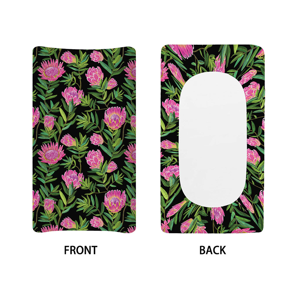 Protea Floral Pattern Print Changing Pad Cover