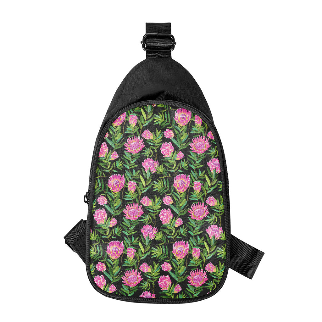 Protea Floral Pattern Print Chest Bag