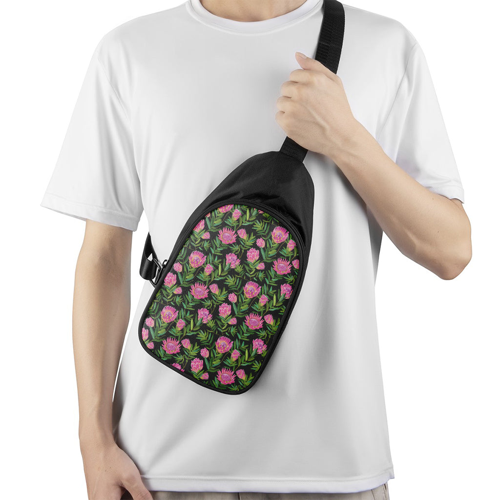 Protea Floral Pattern Print Chest Bag