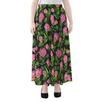 Protea Floral Pattern Print Chiffon Maxi Skirt