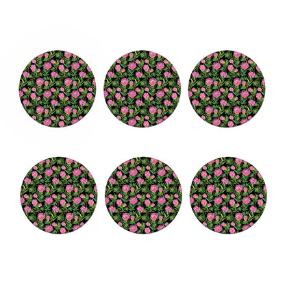 Protea Floral Pattern Print Coaster Set