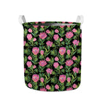 Protea Floral Pattern Print Collapsible Laundry Basket