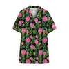 Protea Floral Pattern Print Cotton Hawaiian Shirt