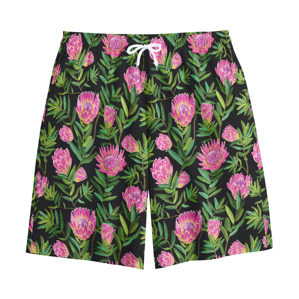 Protea Floral Pattern Print Cotton Shorts