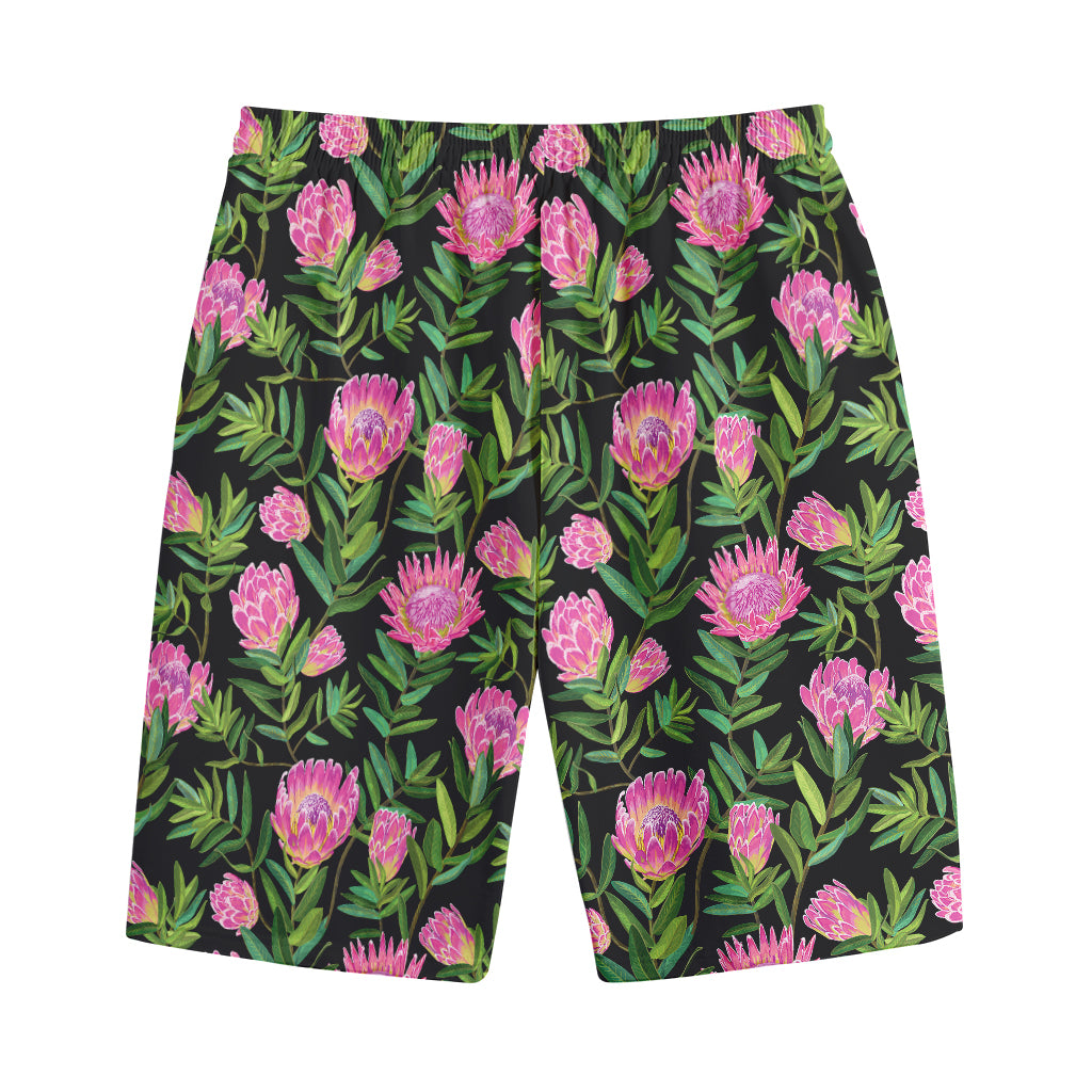 Protea Floral Pattern Print Cotton Shorts