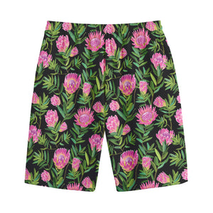 Protea Floral Pattern Print Cotton Shorts