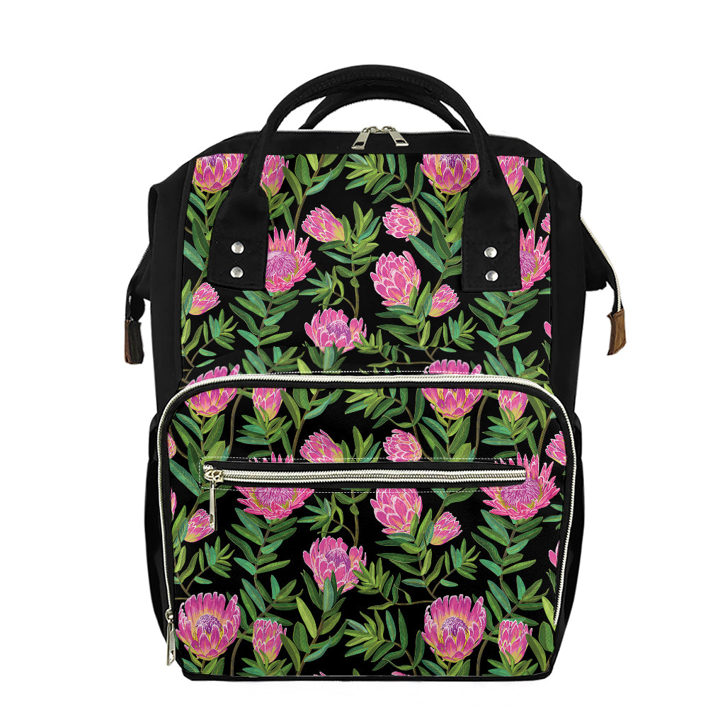 Protea Floral Pattern Print Diaper Bag