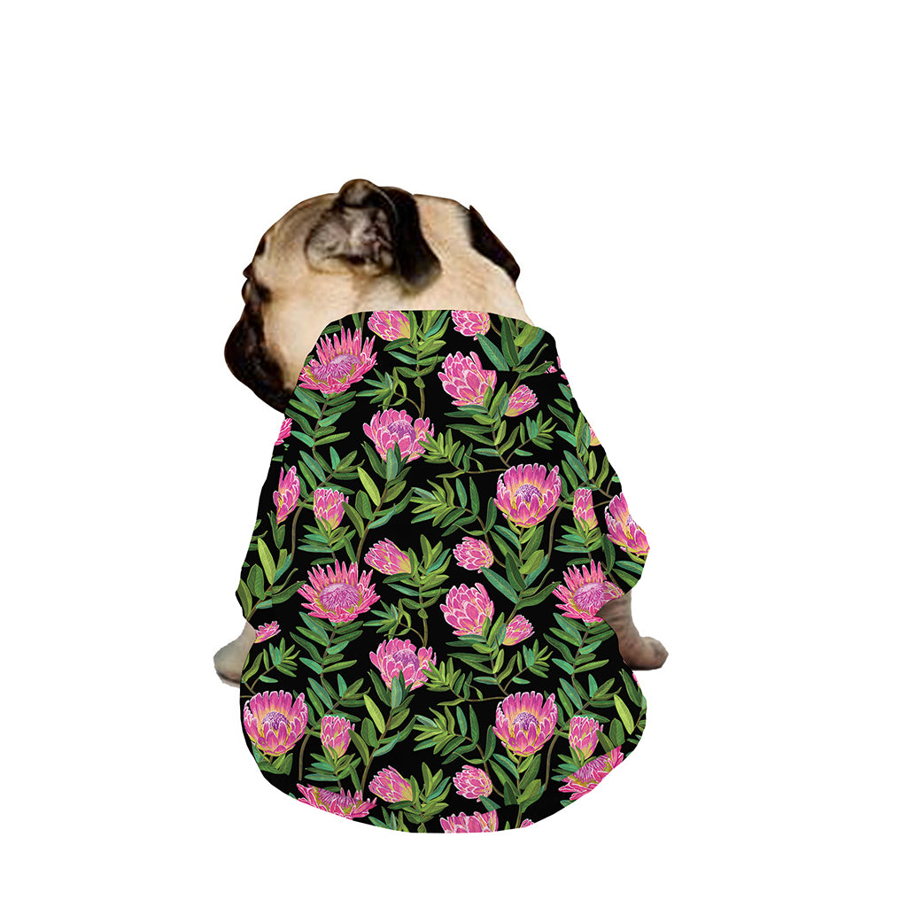 Protea Floral Pattern Print Dog Zip Up Jacket