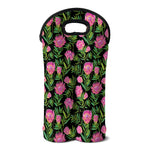 Protea Floral Pattern Print Double Neoprene Wine Tote