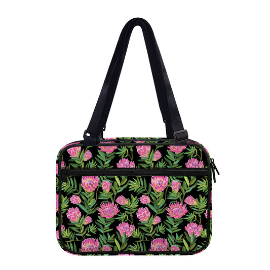 Protea Floral Pattern Print Double Strap Bible Bag