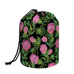 Protea Floral Pattern Print Drawstring Makeup Bag