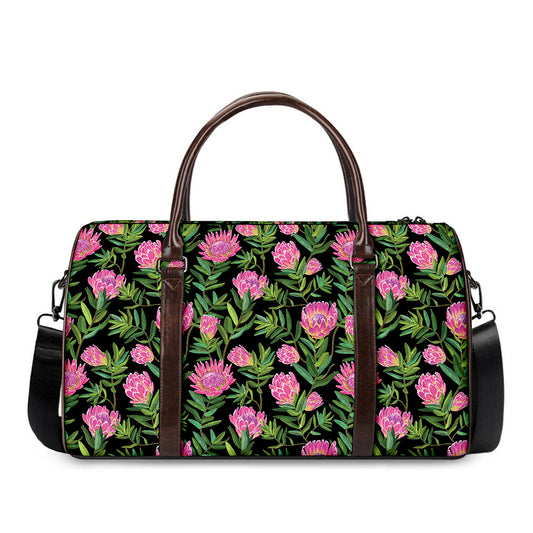 Protea Floral Pattern Print Duffle Bag