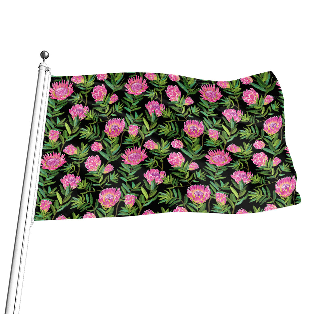 Protea Floral Pattern Print Flag