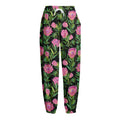 Protea Floral Pattern Print Fleece Lined Knit Pants