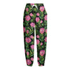 Protea Floral Pattern Print Fleece Lined Knit Pants