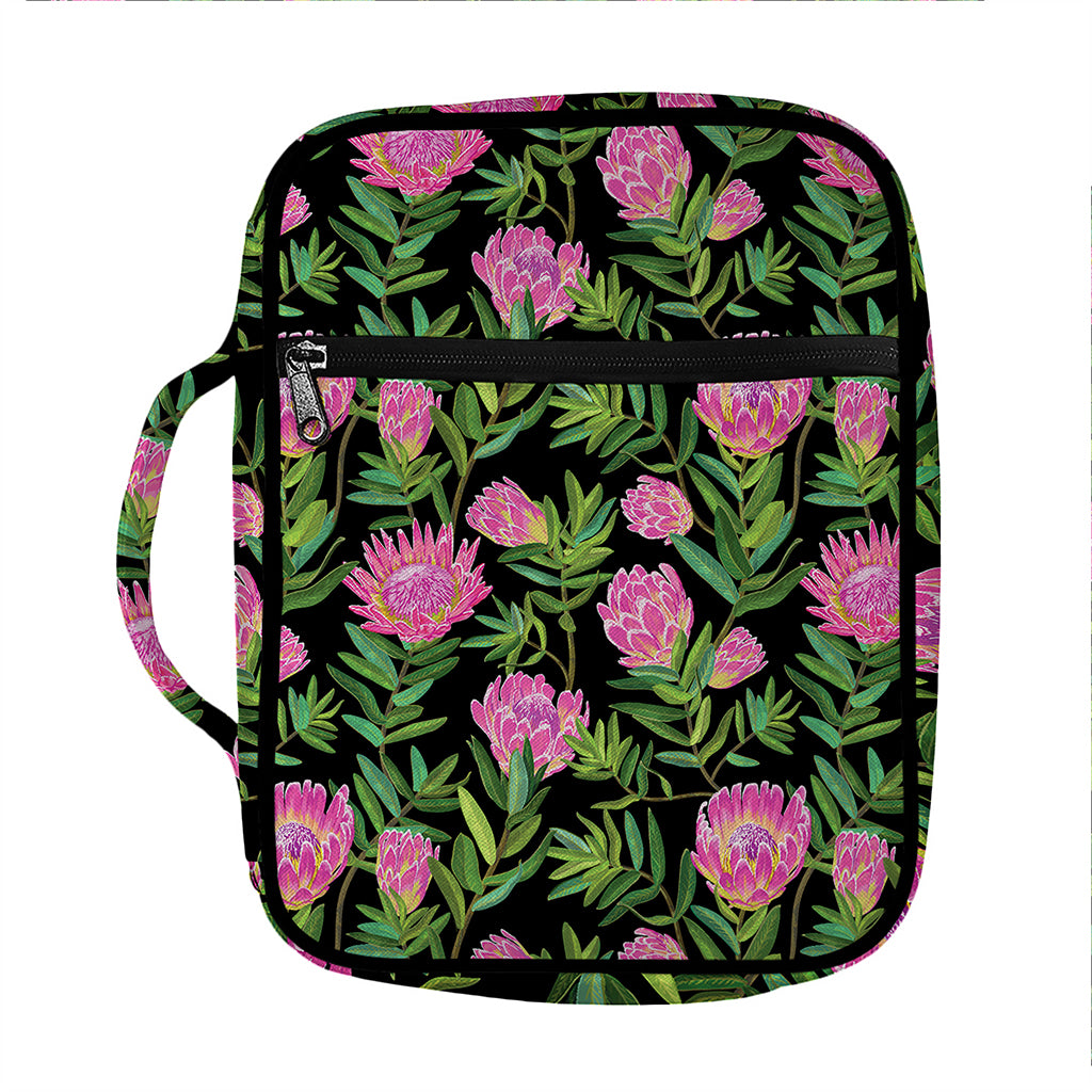 Protea Floral Pattern Print Front Pocket Bible Bag
