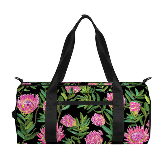 Protea Floral Pattern Print Gym Bag