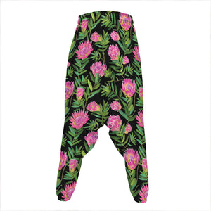 Protea Floral Pattern Print Hammer Pants