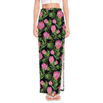 Protea Floral Pattern Print High Slit Maxi Skirt