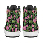 Protea Floral Pattern Print High Top Leather Sneakers