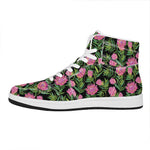 Protea Floral Pattern Print High Top Leather Sneakers