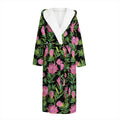 Protea Floral Pattern Print Hooded Bathrobe