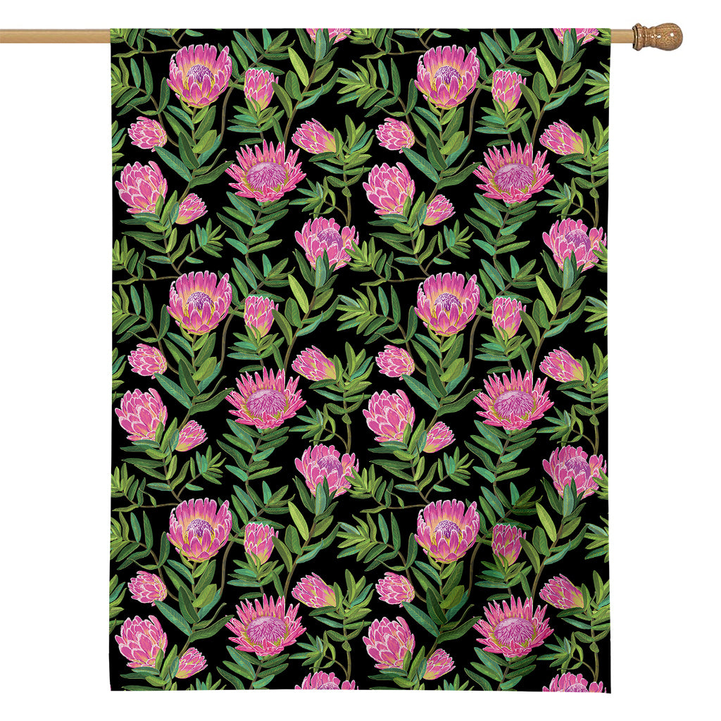 Protea Floral Pattern Print House Flag