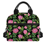 Protea Floral Pattern Print Insulated Lunch Bag