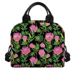 Protea Floral Pattern Print Insulated Lunch Bag