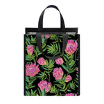 Protea Floral Pattern Print Insulated Lunch Tote