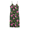 Protea Floral Pattern Print Jersey Midi Cami Dress