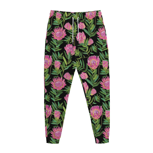 Protea Floral Pattern Print Jogger Pants