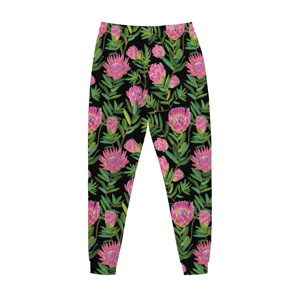 Protea Floral Pattern Print Jogger Pants