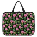 Protea Floral Pattern Print Laptop Sleeve With Handle