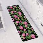Protea Floral Pattern Print Long Kitchen Mat