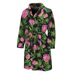 Protea Floral Pattern Print Men's Bathrobe