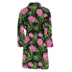 Protea Floral Pattern Print Men's Bathrobe