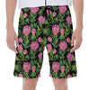 Protea Floral Pattern Print Men's Beach Shorts