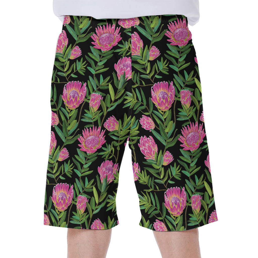 Protea Floral Pattern Print Men's Beach Shorts