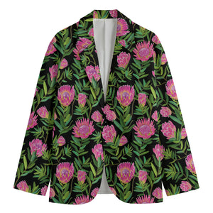 Protea Floral Pattern Print Men's Blazer