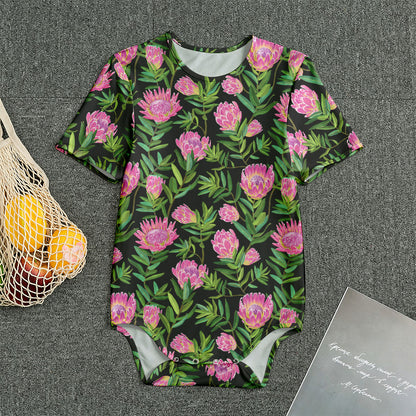 Protea Floral Pattern Print Men's Bodysuit