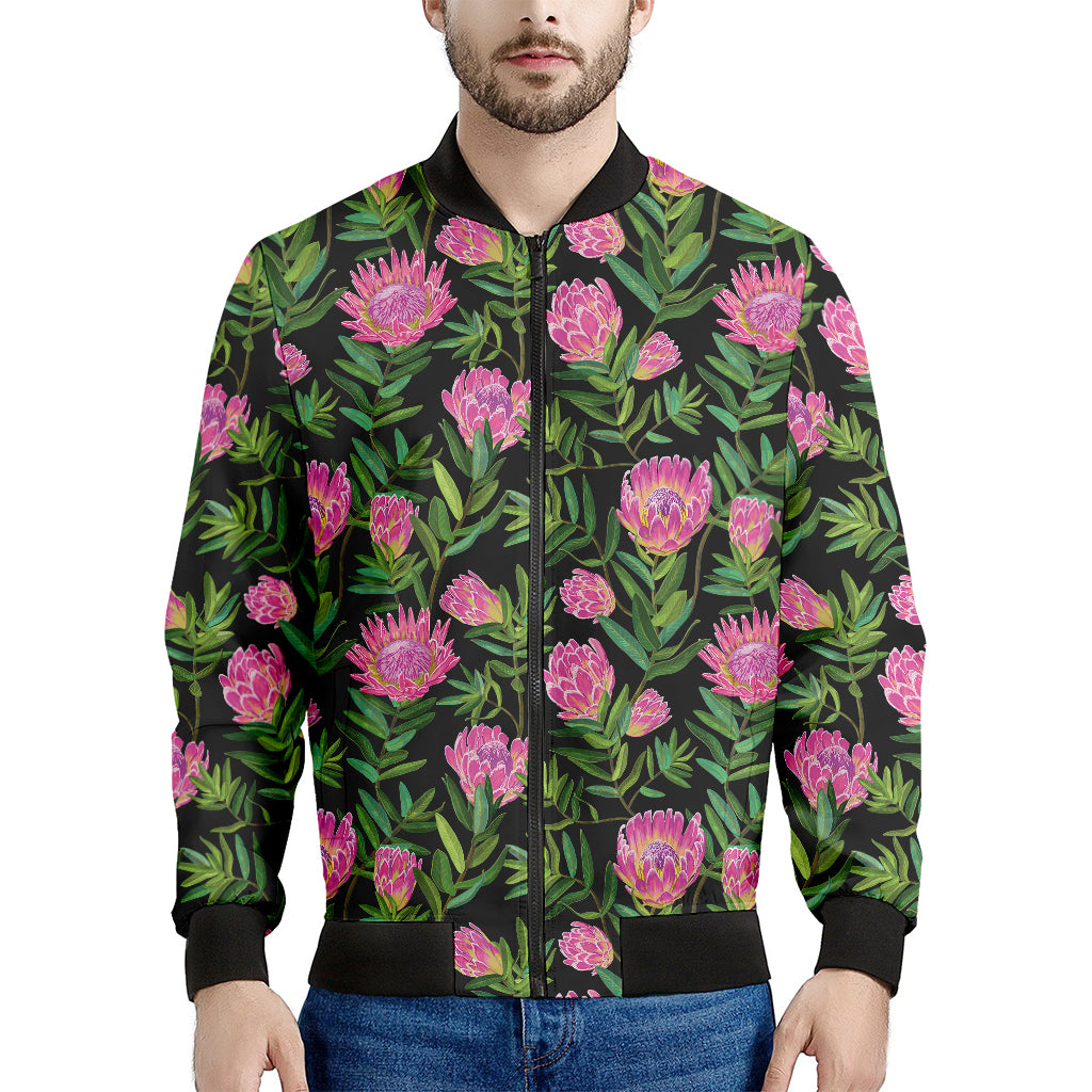 Protea Floral Pattern Print Men's Bomber Jacket