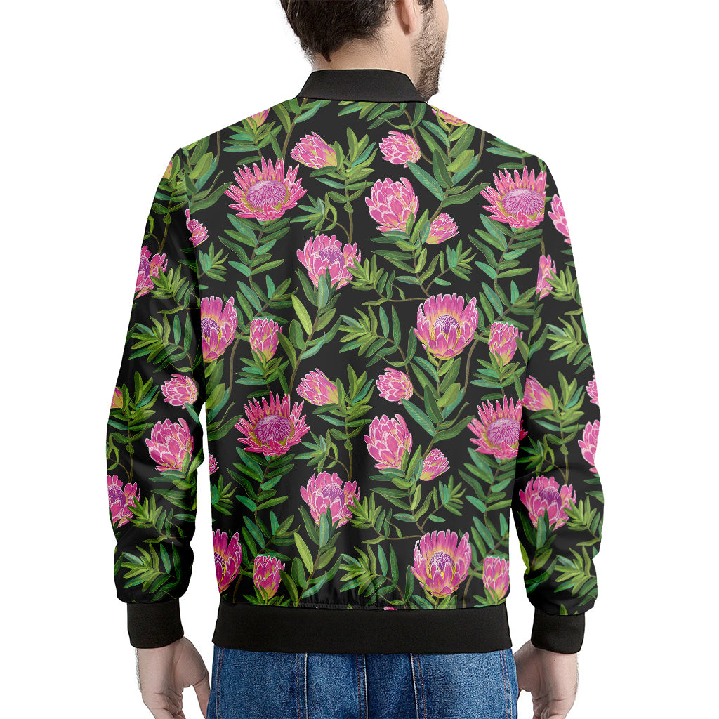 Protea Floral Pattern Print Men's Bomber Jacket