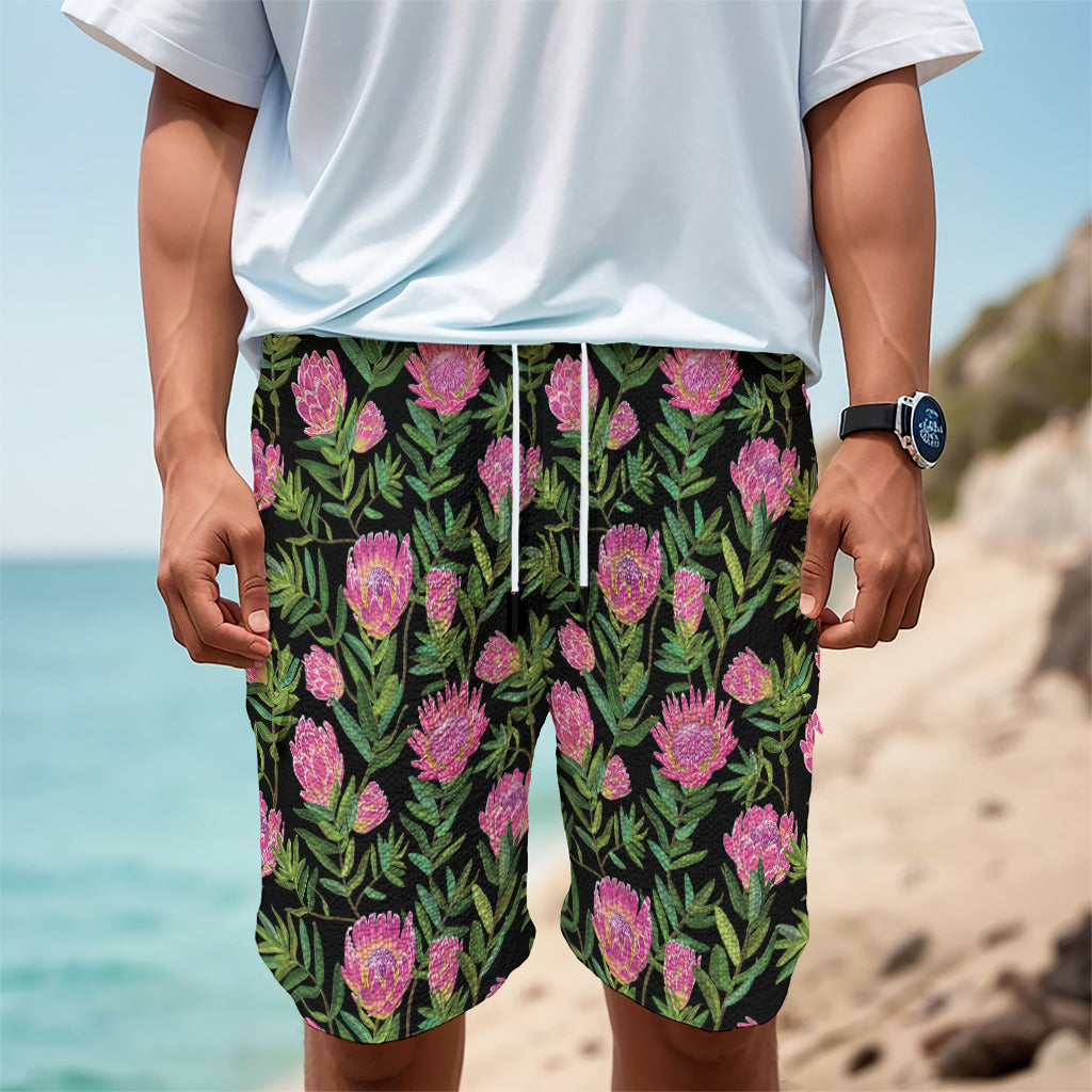 Protea Floral Pattern Print Men's Cargo Shorts
