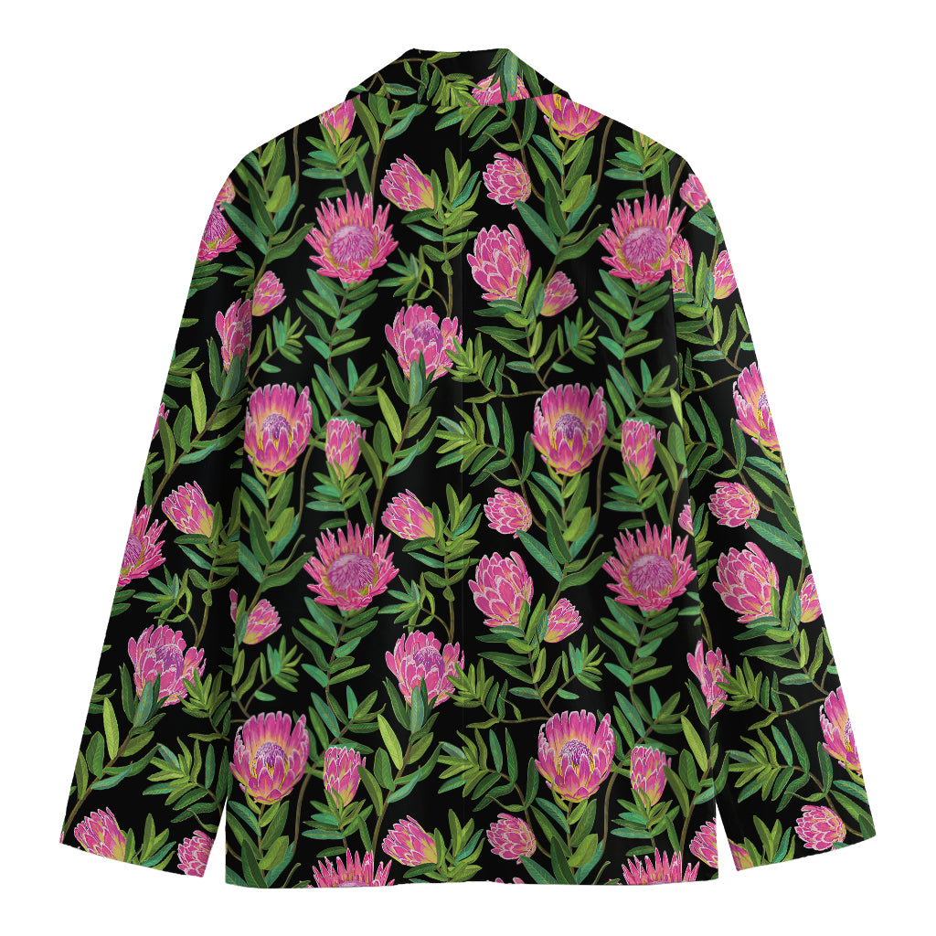 Protea Floral Pattern Print Men's Cotton Blazer