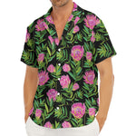 Protea Floral Pattern Print Men's Deep V-Neck Shirt