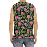 Protea Floral Pattern Print Men's Fitness Tank Top