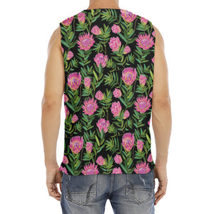 Protea Floral Pattern Print Men's Fitness Tank Top