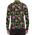 Protea Floral Pattern Print Men's Long Sleeve Rash Guard