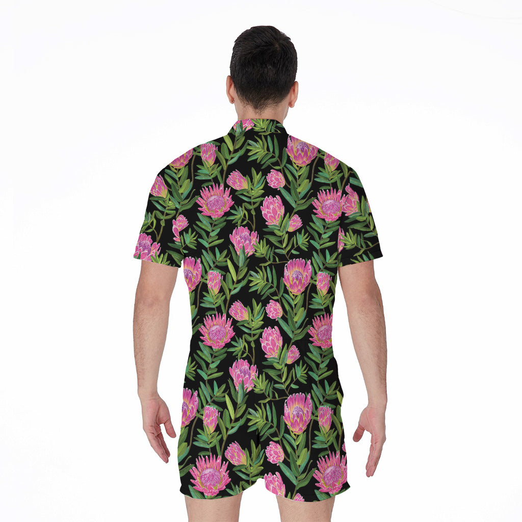 Protea Floral Pattern Print Men's Rompers